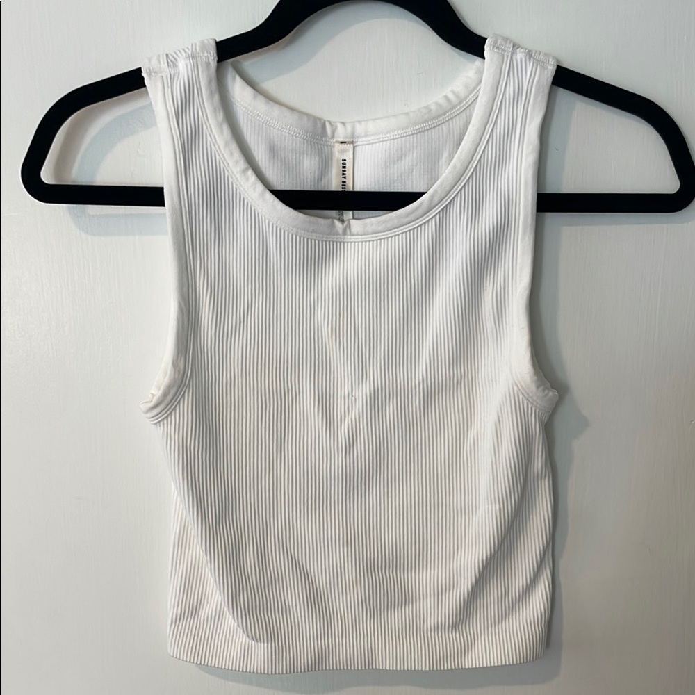 Aritiza Sunday Best White Cropped Sleeveless Tank Top
